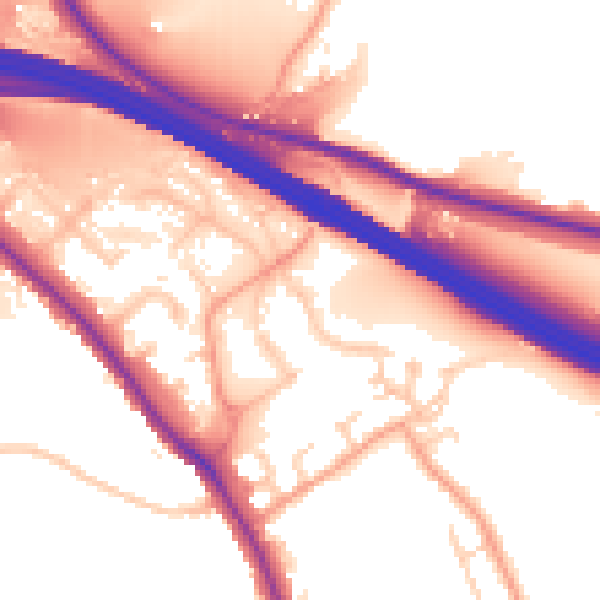 Daytime road noise heatmap for HP10 0LZ