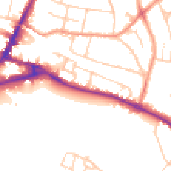 Daytime road noise heatmap for HP11 1BL