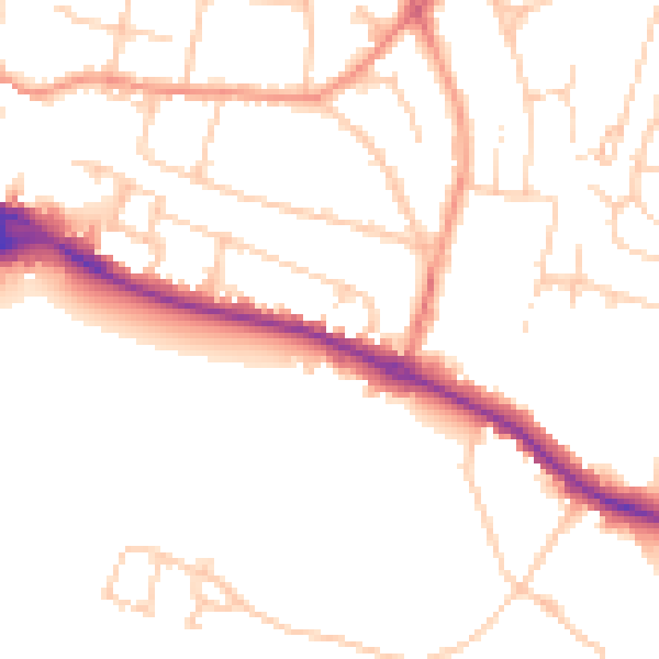 Daytime road noise heatmap for HP11 1BN