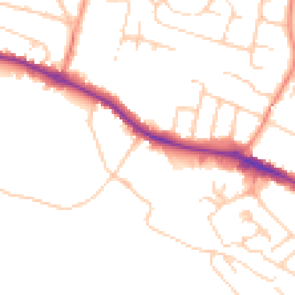 Daytime road noise heatmap for HP11 1DH