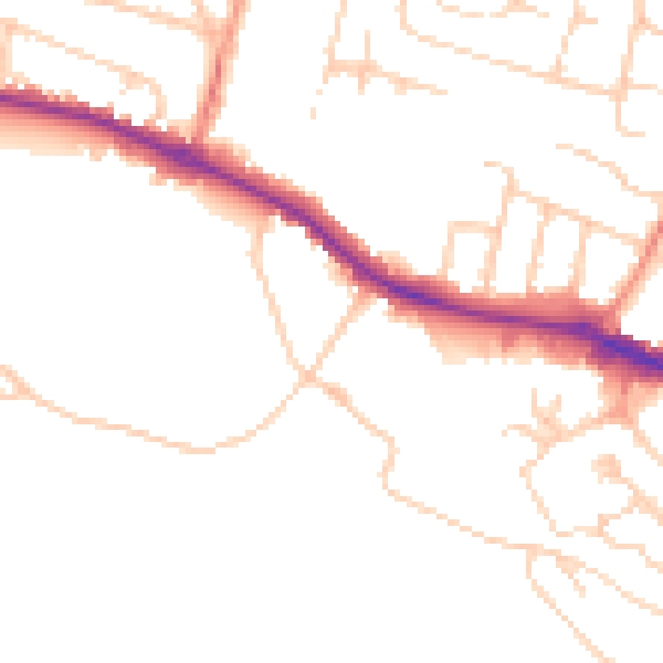 Daytime road noise heatmap for HP11 1DJ