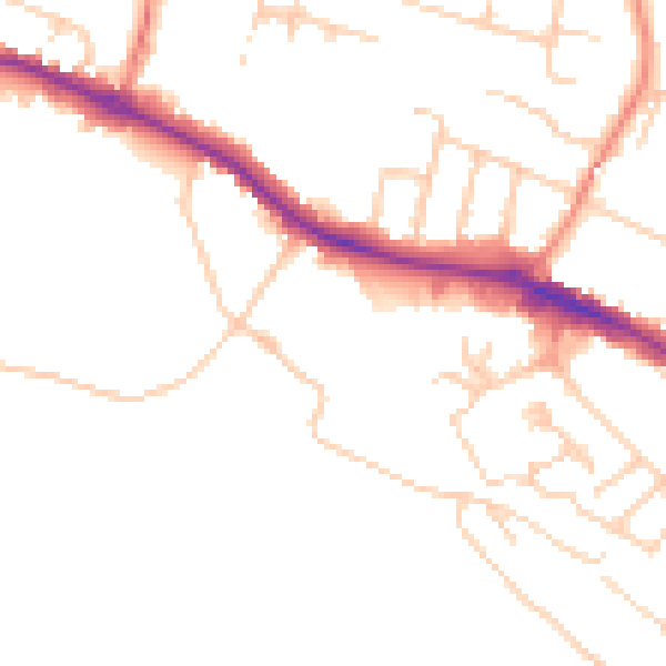 Daytime road noise heatmap for HP11 1DL