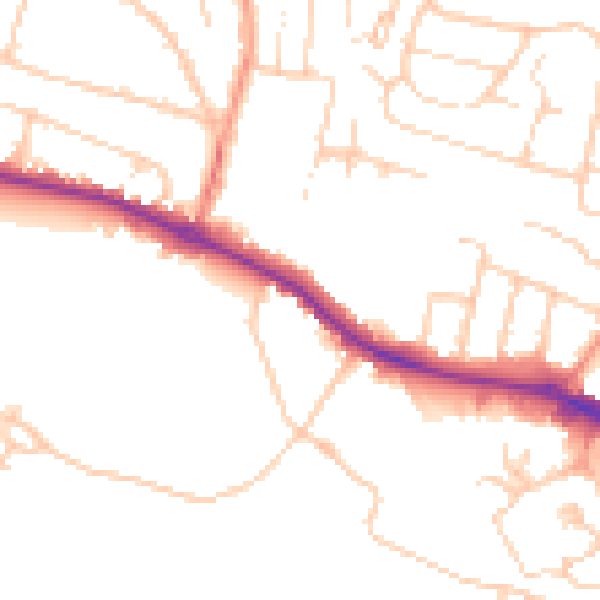 Daytime road noise heatmap for HP11 1DQ