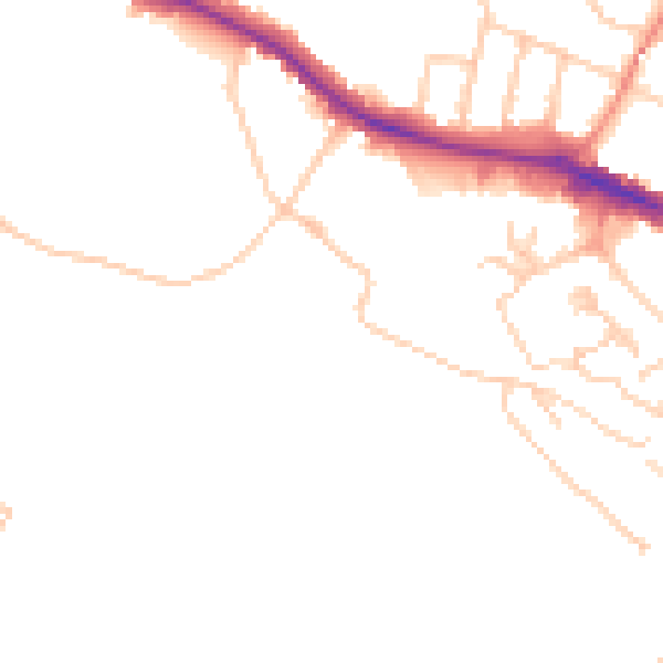 Daytime road noise heatmap for HP11 1DS