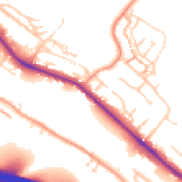 Daytime road noise heatmap for HP11 1JZ