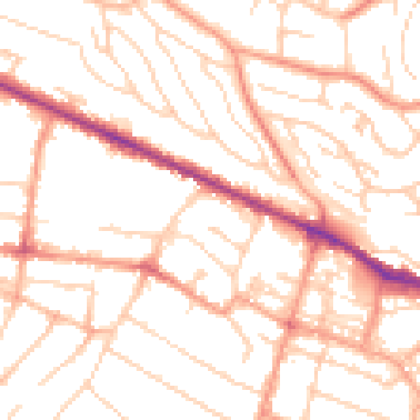 Daytime road noise heatmap for HP11 2FN