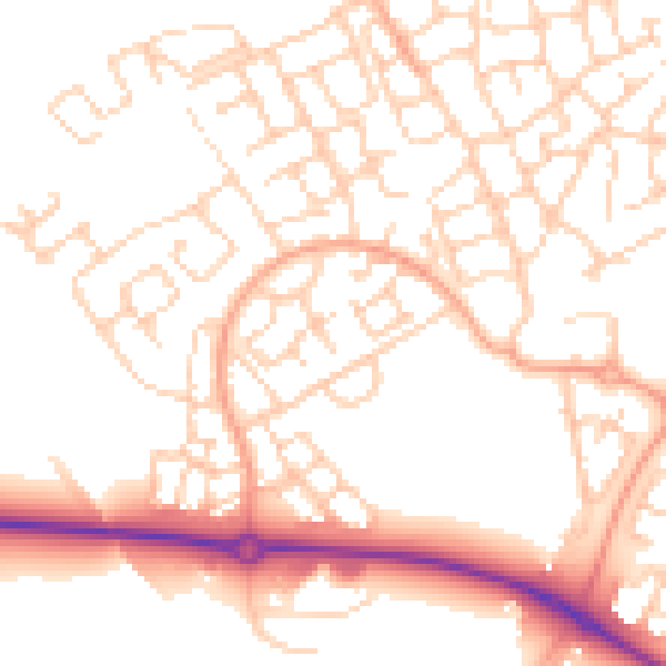 Daytime road noise heatmap for HP18 0FU