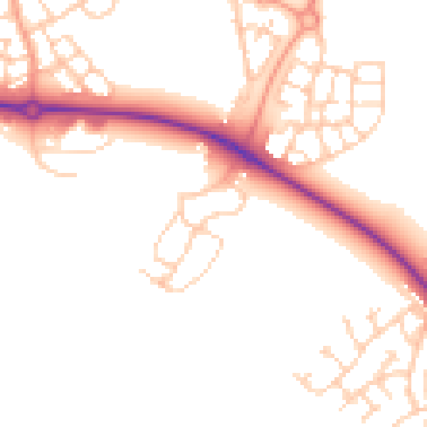 Daytime road noise heatmap for HP18 0GS
