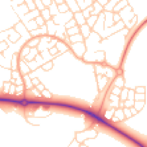 Daytime road noise heatmap for HP18 0PT