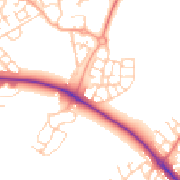 Daytime road noise heatmap for HP18 0UZ