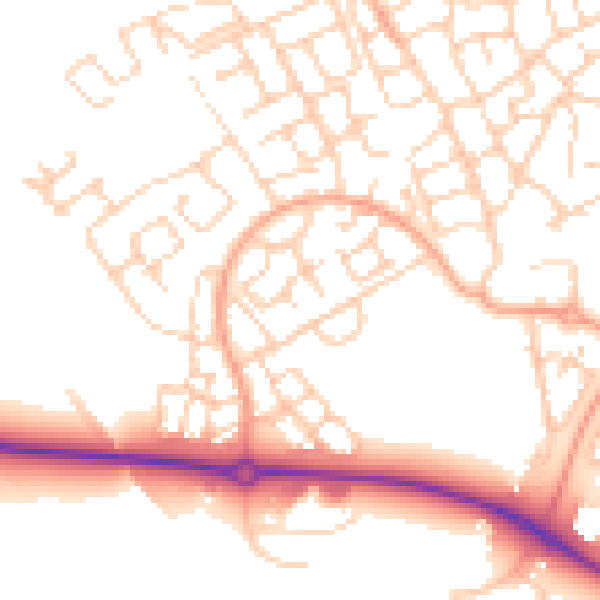 Daytime road noise heatmap for HP18 0YE