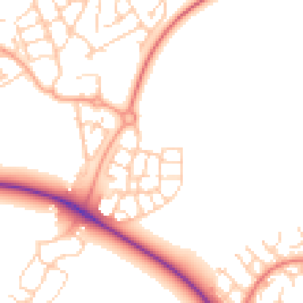 Daytime road noise heatmap for HP18 0YN