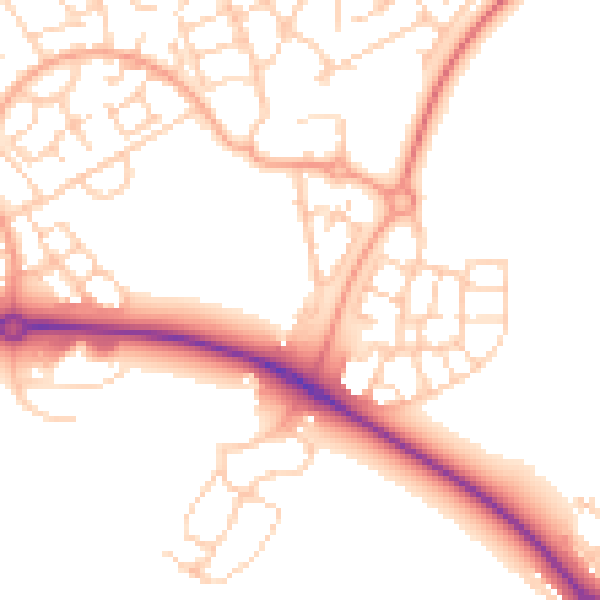 Daytime road noise heatmap for HP18 1AA