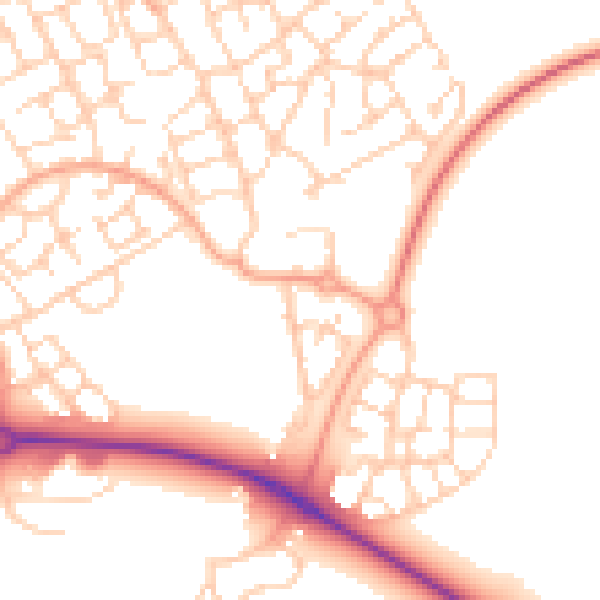 Daytime road noise heatmap for HP18 1AB