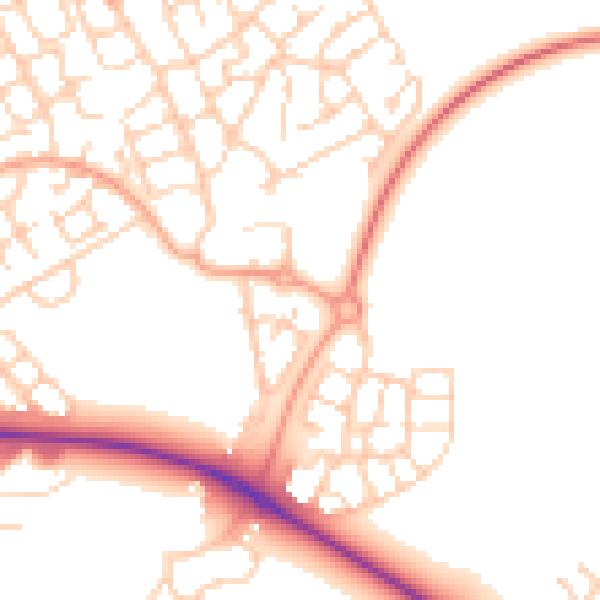 Daytime road noise heatmap for HP18 1AD