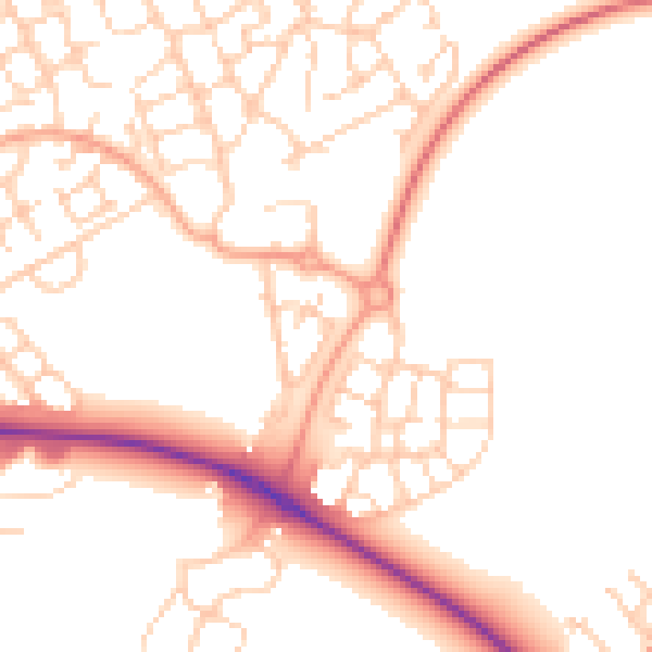 Daytime road noise heatmap for HP18 1AF