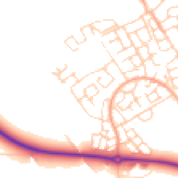 Daytime road noise heatmap for HP18 1AJ