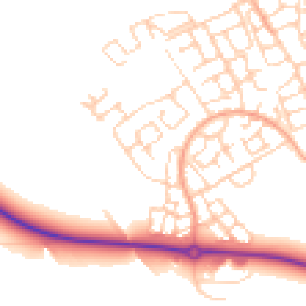 Daytime road noise heatmap for HP18 1AP