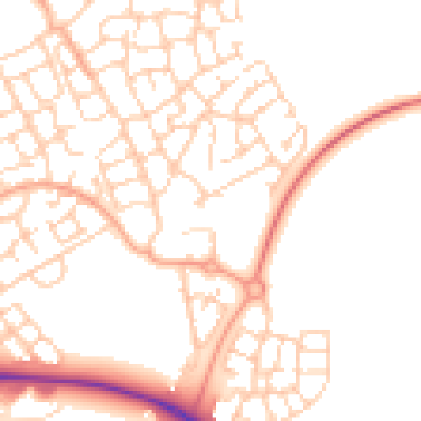 Daytime road noise heatmap for HP18 1AQ