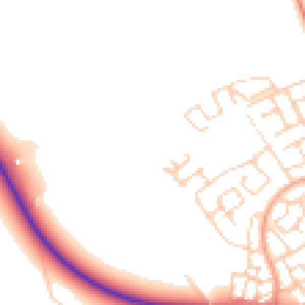 Daytime road noise heatmap for HP18 1AT