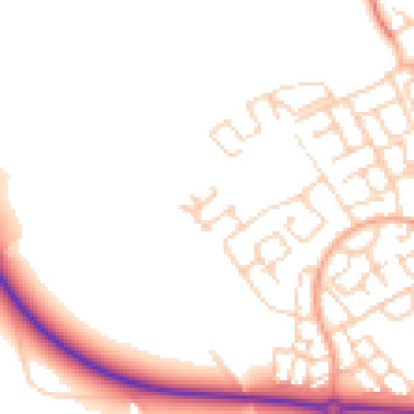 Daytime road noise heatmap for HP18 1AW
