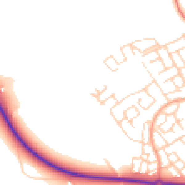 Daytime road noise heatmap for HP18 1AX