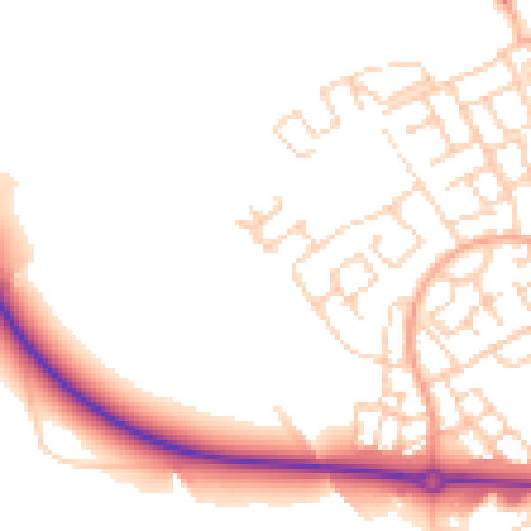 Daytime road noise heatmap for HP18 1AZ