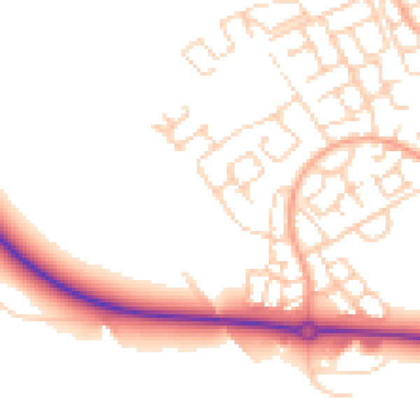 Daytime road noise heatmap for HP18 1BA