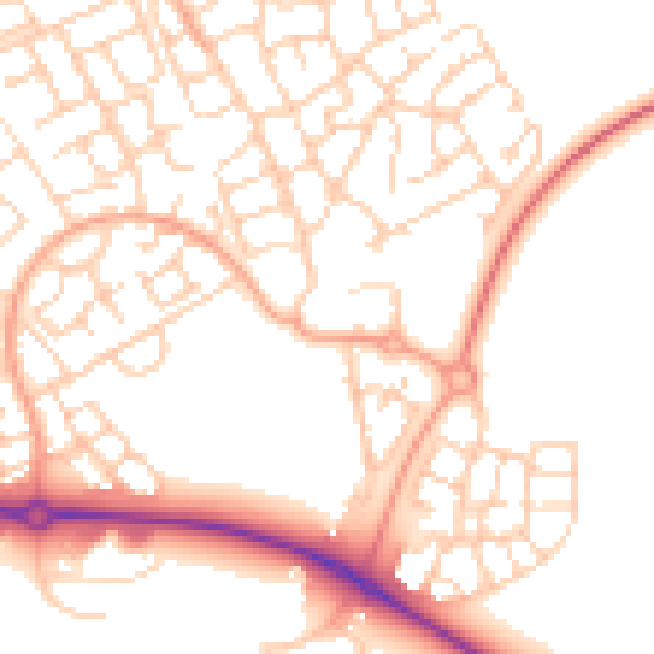 Daytime road noise heatmap for HP18 1BD