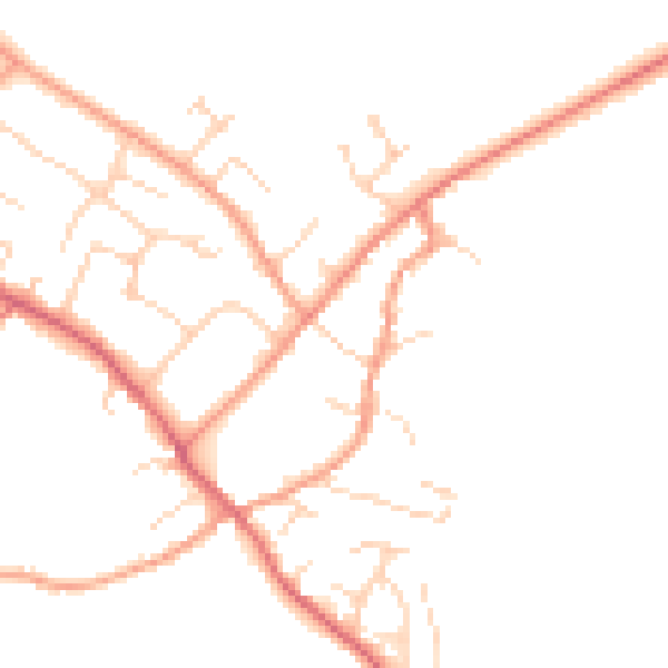 Daytime road noise heatmap for HP18 9AJ