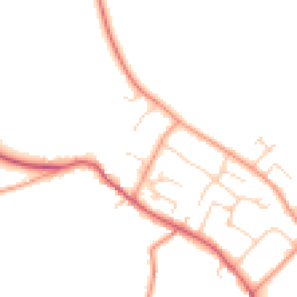 Daytime road noise heatmap for HP18 9DE
