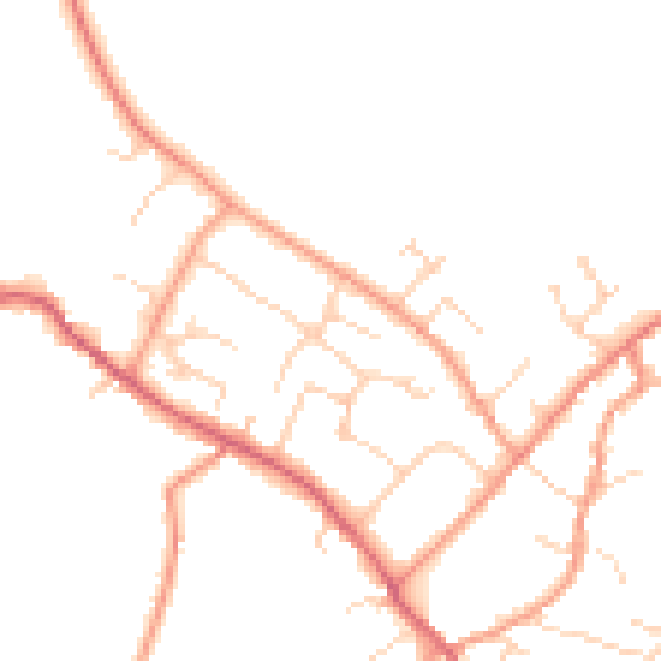 Daytime road noise heatmap for HP18 9DJ
