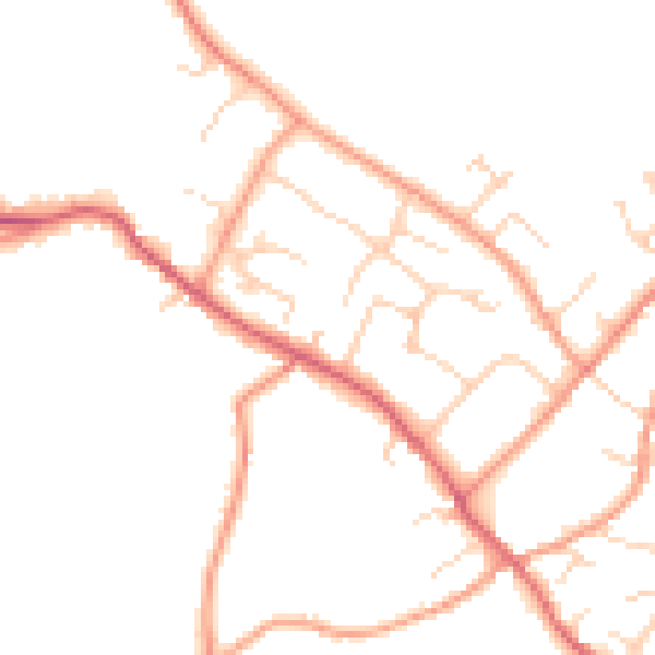 Daytime road noise heatmap for HP18 9GD