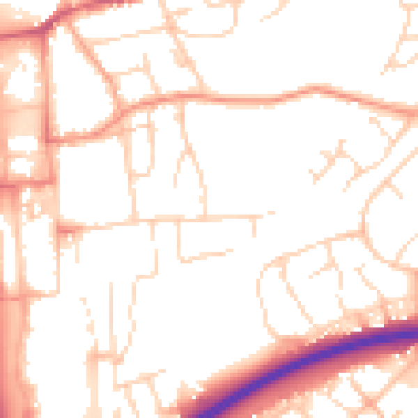 Daytime road noise heatmap for HP2 4AB