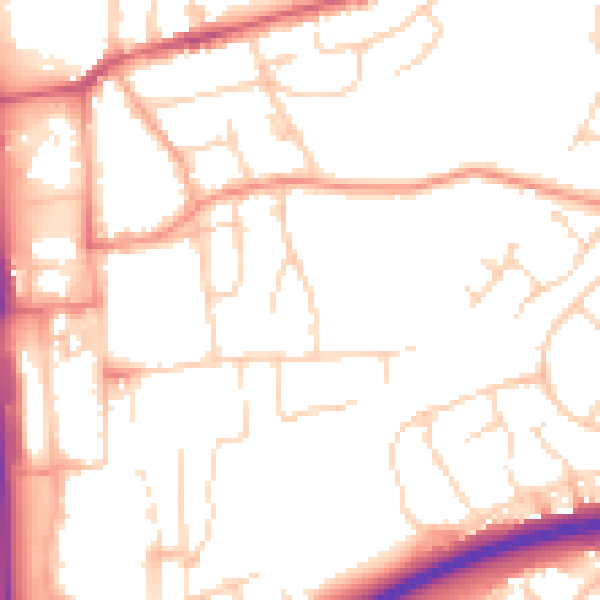 Daytime road noise heatmap for HP2 4AE