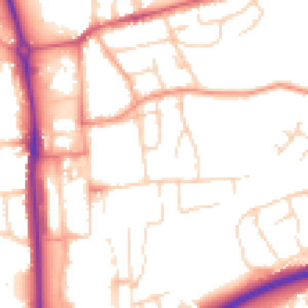 Daytime road noise heatmap for HP2 4AJ