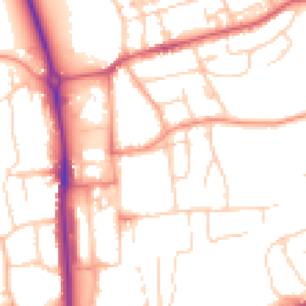 Daytime road noise heatmap for HP2 4AL