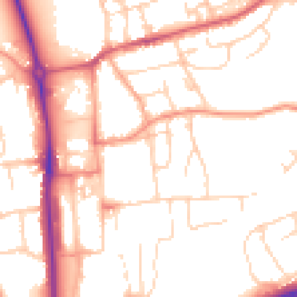 Daytime road noise heatmap for HP2 4AQ