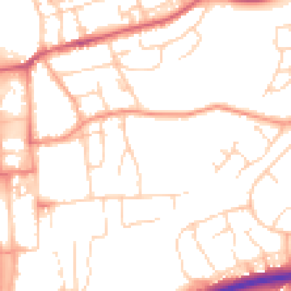 Daytime road noise heatmap for HP2 4AW
