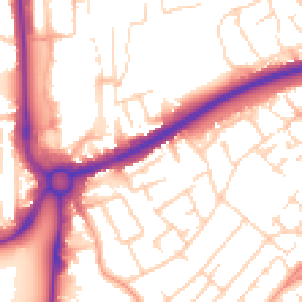 Daytime road noise heatmap for HP2 4BA
