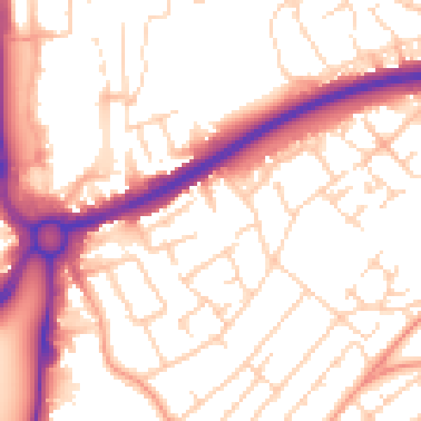 Daytime road noise heatmap for HP2 4BB