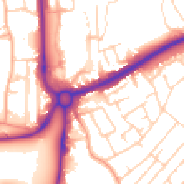 Daytime road noise heatmap for HP2 4BD