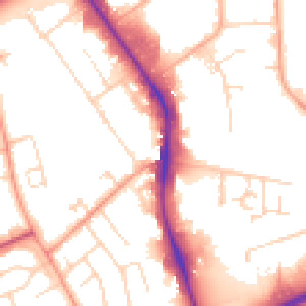 Daytime road noise heatmap for HP2 4BF