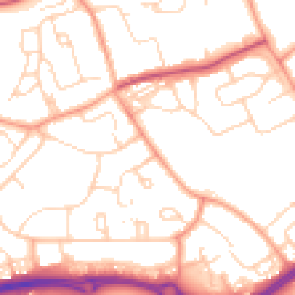 Daytime road noise heatmap for HP2 4BG