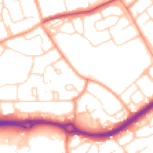 Daytime road noise heatmap for HP2 4BH
