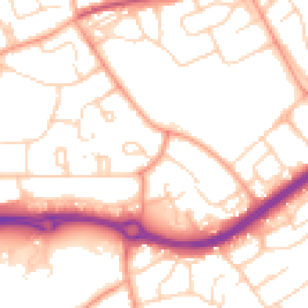 Daytime road noise heatmap for HP2 4BJ
