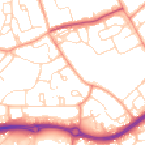 Daytime road noise heatmap for HP2 4BQ
