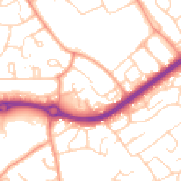 Daytime road noise heatmap for HP2 4BZ