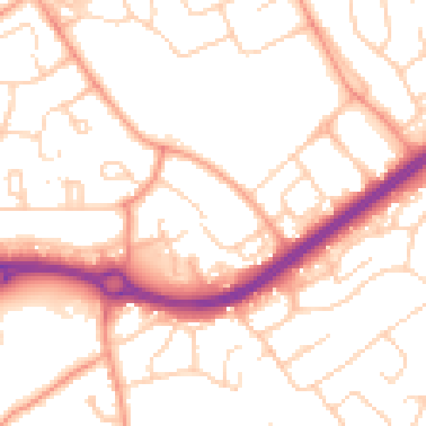 Daytime road noise heatmap for HP2 4DA