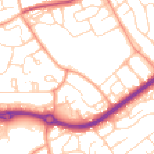 Daytime road noise heatmap for HP2 4DB